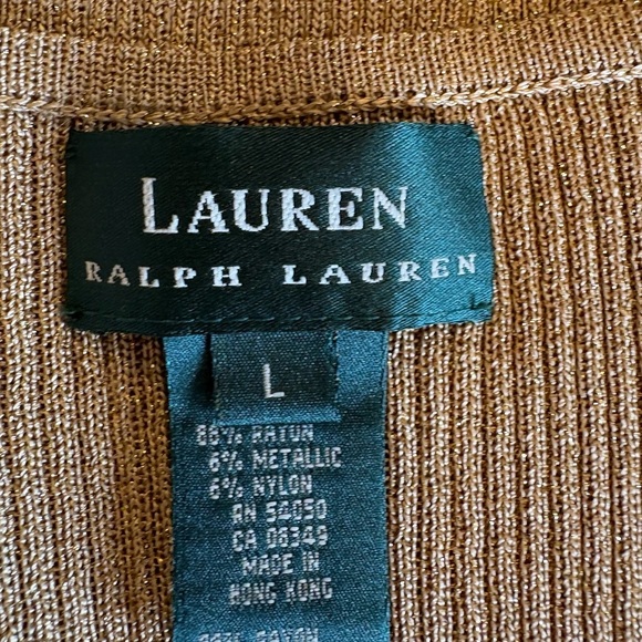 Ralph Lauren light bronze metallic cardigan and tank top 2 pc set size large NWT - Picture 9 of 9